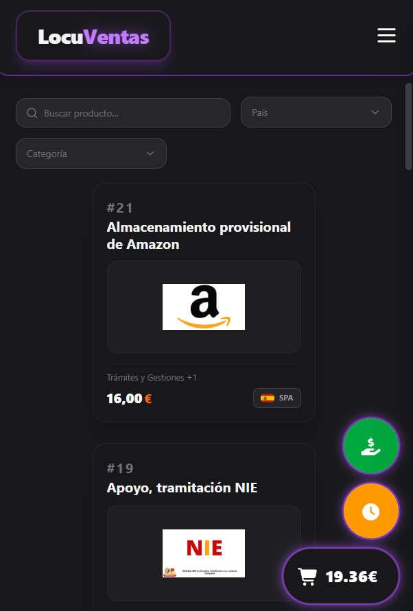 Captura del panel de LocuVentas